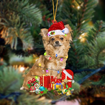Long haired Tan Chihuahua-Dog Be Christmas Tree Hanging Ornament - Thegiftio UK
