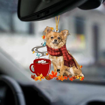 Long haired Tan Chihuahua-Fall Chocolate-Two Sided Ornament - Thegiftio UK