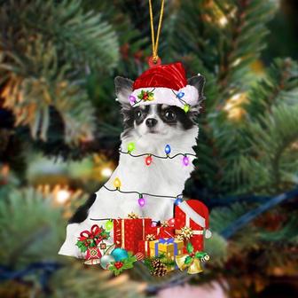 Long haired White Chihuahua-Dog Be Christmas Tree Hanging Ornament - Thegiftio UK