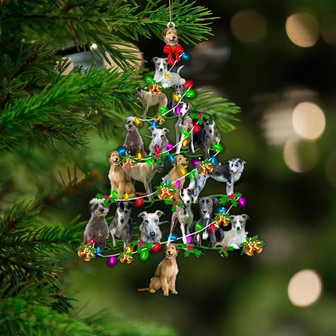 Lurcher-Christmas Tree Lights-Two Sided Ornament - Thegiftio UK