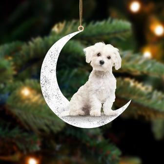 Maltese 2-Sit On The Moon-Two Sided Ornament - Thegiftio UK