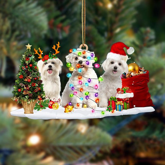 Maltese-Christmas Dog Friends Hanging Ornament - Thegiftio UK