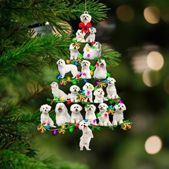 Maltese-Christmas Tree Lights-Two Sided Ornament - Thegiftio UK