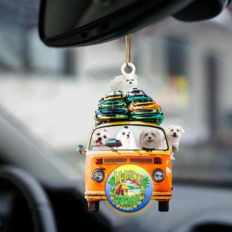 Maltese-Orange Hippie Van-Two Sided Ornament - Thegiftio UK