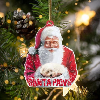 Maltese-Santa Paws-Two Sided Ornament - Thegiftio UK