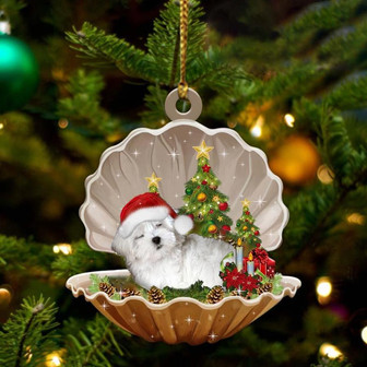 Maltese-Sleeping Pearl in Christmas Two Sided Ornament - Thegiftio UK