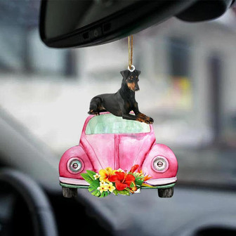 Manchester Terrier 2-Pink Hippie Car-Two Sided Ornament - Thegiftio UK