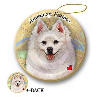 Map dog Ornament-American Eskimo Hanging Ornament - Thegiftio UK