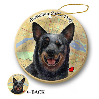 Map dog Ornament-Australian Cattle dog Hanging Ornament - Thegiftio UK