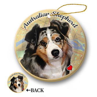 Map dog Ornament-Australian Shepherd Blue Merle Hanging Ornament - Thegiftio UK