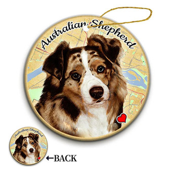 Map dog Ornament-Australian Shepherd Red Merle Hanging Ornament - Thegiftio UK