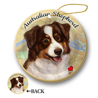 Map dog Ornament-Australian Shepherd Red Tri Hanging Ornament - Thegiftio UK
