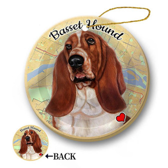 Map dog Ornament-Basset Hound Hanging Ornament - Thegiftio UK