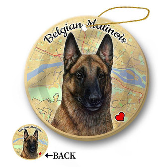 Map dog Ornament-Belgian Malinois Hanging Ornament - Thegiftio UK