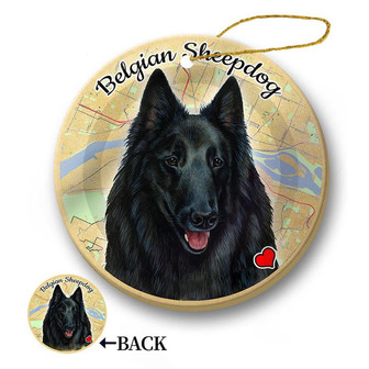 Map dog Ornament-Belgian Shepherd Hanging Ornament - Thegiftio UK
