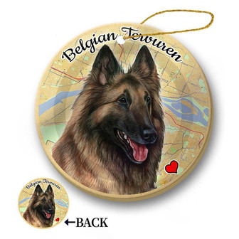 Map dog Ornament-Belgian Tervuren Hanging Ornament - Thegiftio UK