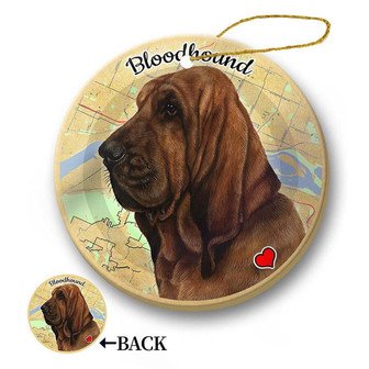 Map dog Ornament-Bloodhound Hanging Ornament - Thegiftio UK