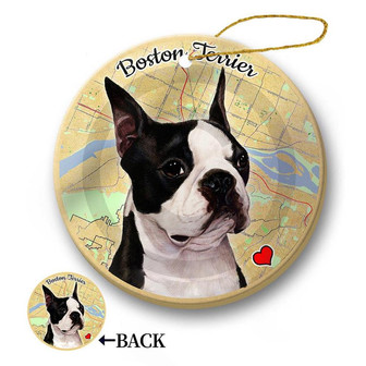 Map dog Ornament-Boston Terrier Hanging Ornament - Thegiftio UK