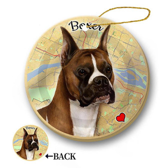 Map dog Ornament-Boxer (Crop, Fawn) Hanging Ornament - Thegiftio UK