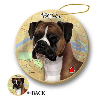 Map dog Ornament-Boxer (Fawn) Hanging Ornament - Thegiftio UK