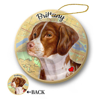 Map dog Ornament-Brittany Spaniel Hanging Ornament - Thegiftio UK