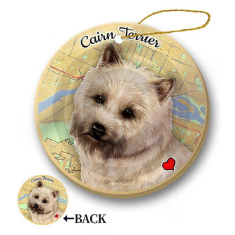 Map dog Ornament-Cairn Terrier (Cream) Hanging Ornament - Thegiftio UK