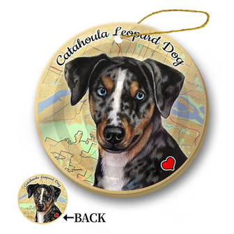 Map dog Ornament-Catahoula Leopard Dog Hanging Ornament - Thegiftio UK