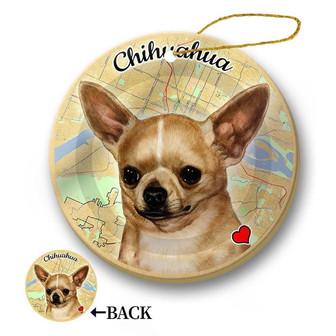 Map dog Ornament-Chihuahua (Short Hair Fawn) Hanging Ornament - Thegiftio UK