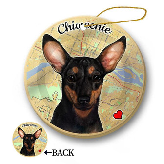 Map dog Ornament-Chiweenie (Black & Tan) Hanging Ornament - Thegiftio UK