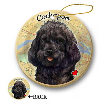 Map dog Ornament-Cockapoo (Black) Hanging Ornament - Thegiftio UK
