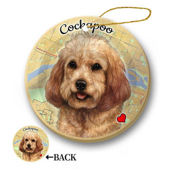 Map dog Ornament-Cockapoo (Buff) Hanging Ornament - Thegiftio UK