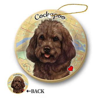 Map dog Ornament-Cockapoo (Chocolate) Hanging Ornament - Thegiftio UK