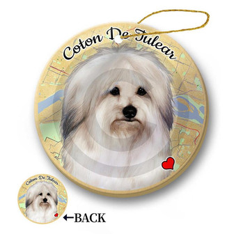 Map dog Ornament-Coton de Tulear Hanging Ornament - Thegiftio UK