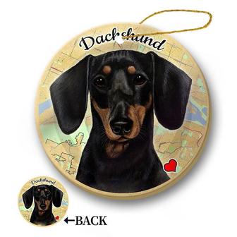 Map dog Ornament-Dachshund (Black & Tan) Hanging Ornament - Thegiftio UK