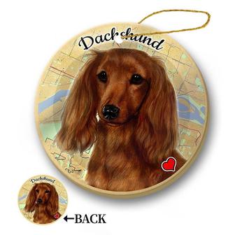 Map dog Ornament-Dachshund (LH Red) Hanging Ornament - Thegiftio UK