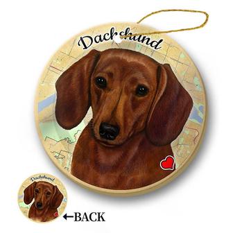 Map dog Ornament-Dachshund (Red) Hanging Ornament - Thegiftio UK