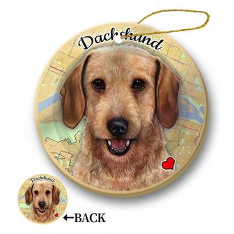 Map dog Ornament-Dachshund (Wirehair Wheaten) Hanging Ornament - Thegiftio UK