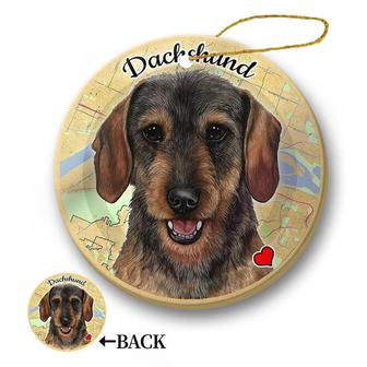 Map dog Ornament-Dachshund (Wirehair Wild Boar) Hanging Ornament - Thegiftio UK