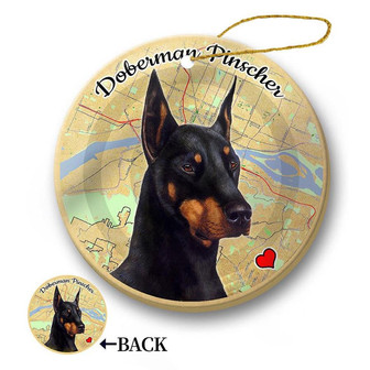 Map dog Ornament-Doberman (Black) Hanging Ornament - Thegiftio UK