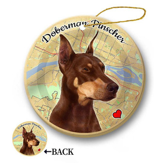 Map dog Ornament-Doberman (Red) Hanging Ornament - Thegiftio UK