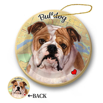 Map dog Ornament-English Bulldog Hanging Ornament - Thegiftio UK