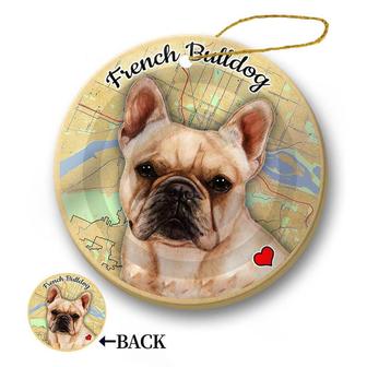 Map dog Ornament-French Bulldog (Cream) Hanging Ornament - Thegiftio UK