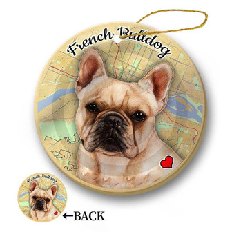Map dog Ornament-French Bulldog (Cream) Hanging Ornament - Thegiftio