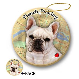 Map dog Ornament-French Bulldog (White) Hanging Ornament - Thegiftio UK