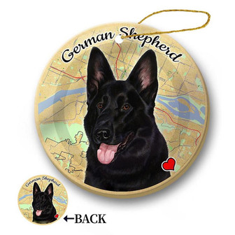 Map dog Ornament-German Shepherd (Black) Hanging Ornament - Thegiftio UK