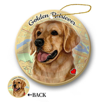 Map dog Ornament-Golden Retriever Hanging Ornament - Thegiftio UK
