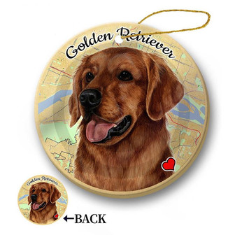 Map dog Ornament-Golden Retriever (Red) Hanging Ornament - Thegiftio UK