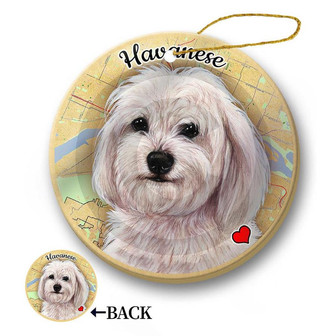 Map dog Ornament-Havanese (White) Porcelain Hanging Ornament - Thegiftio UK