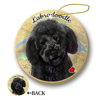 Map dog Ornament-Labradoodle (Black) Hanging Ornament - Thegiftio UK