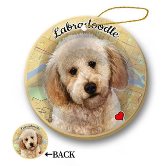 Map dog Ornament-Labradoodle (Yellow) Hanging Ornament - Thegiftio UK
